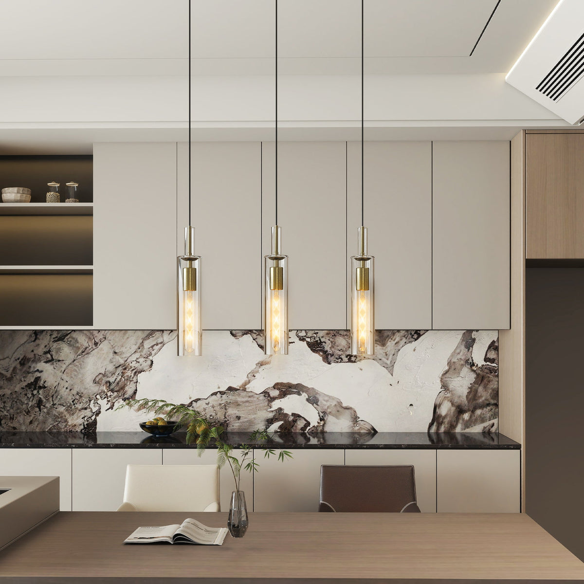 Bravura Fluted Glass Pendant Trio