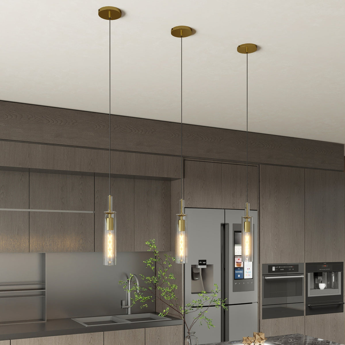 Bravura Fluted Glass Pendant Trio