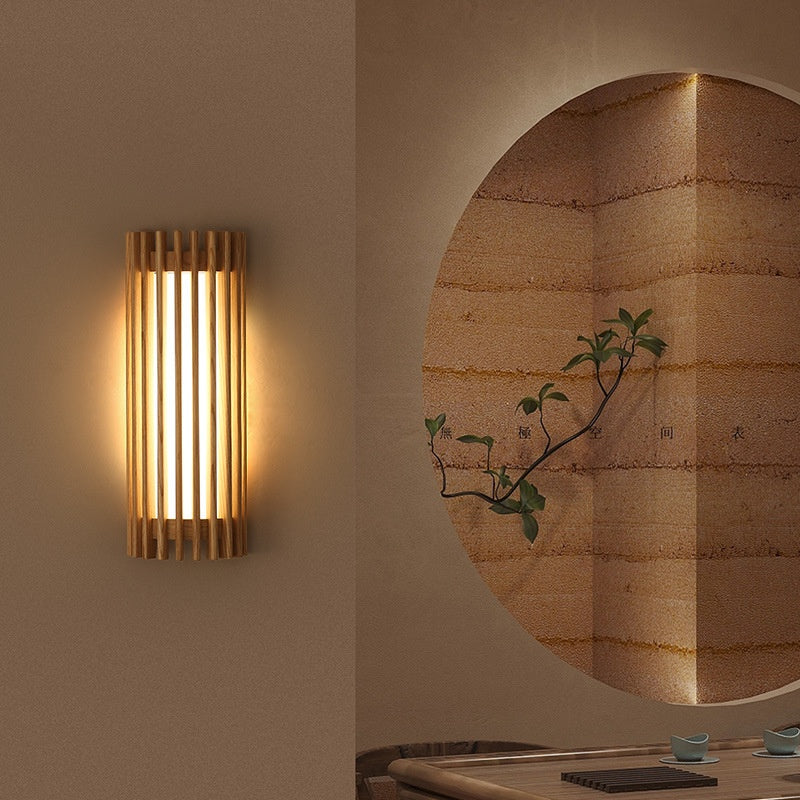 Kanso Walnut Lattice Wall Sconce